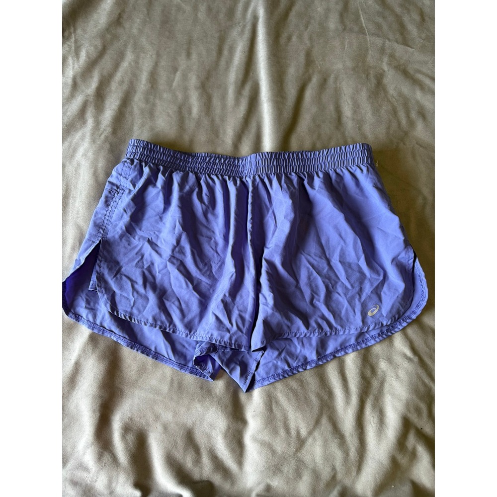 ASICS Womens Purple Running Shorts XL Elastic Waist Back Zip Pocket Athletic